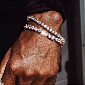 New Hip Hop Iced Out 3/5mm Crystal Tennis Bracelet for Men